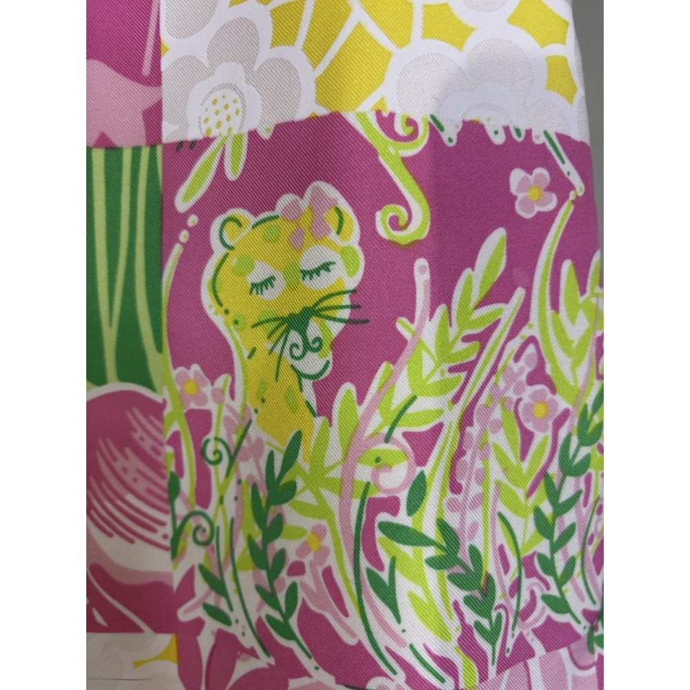VTG LILLY PULITZER Pink Green Patch Print Skirt Skirt 10 Lion Cheetah Golf - Picture 2 of 7